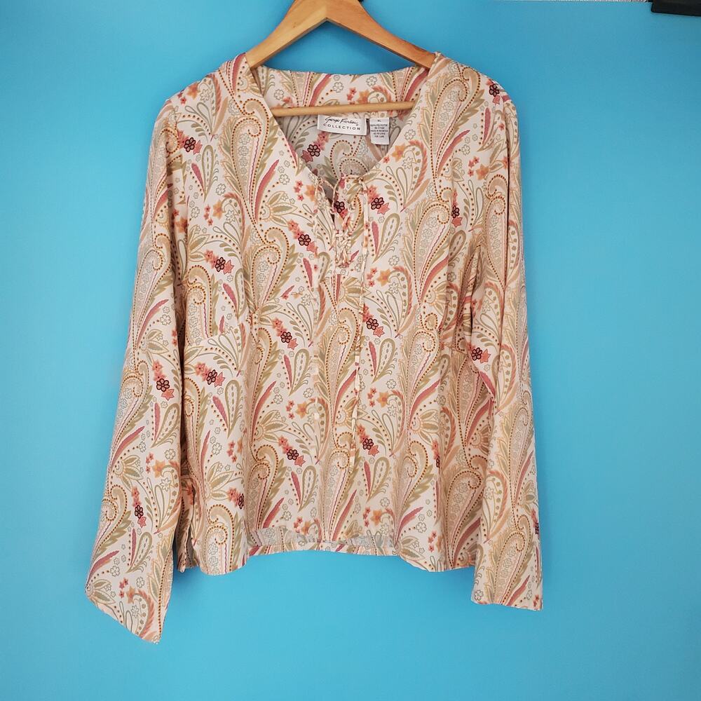 Giorgio Fiorlini Blouse Size XL Paisley V-Neck